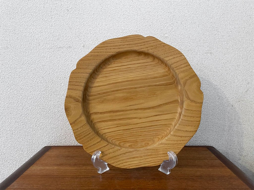 森田孝久 8寸輪花皿 24cm 栗 木皿 プレート 現代作家 ◎