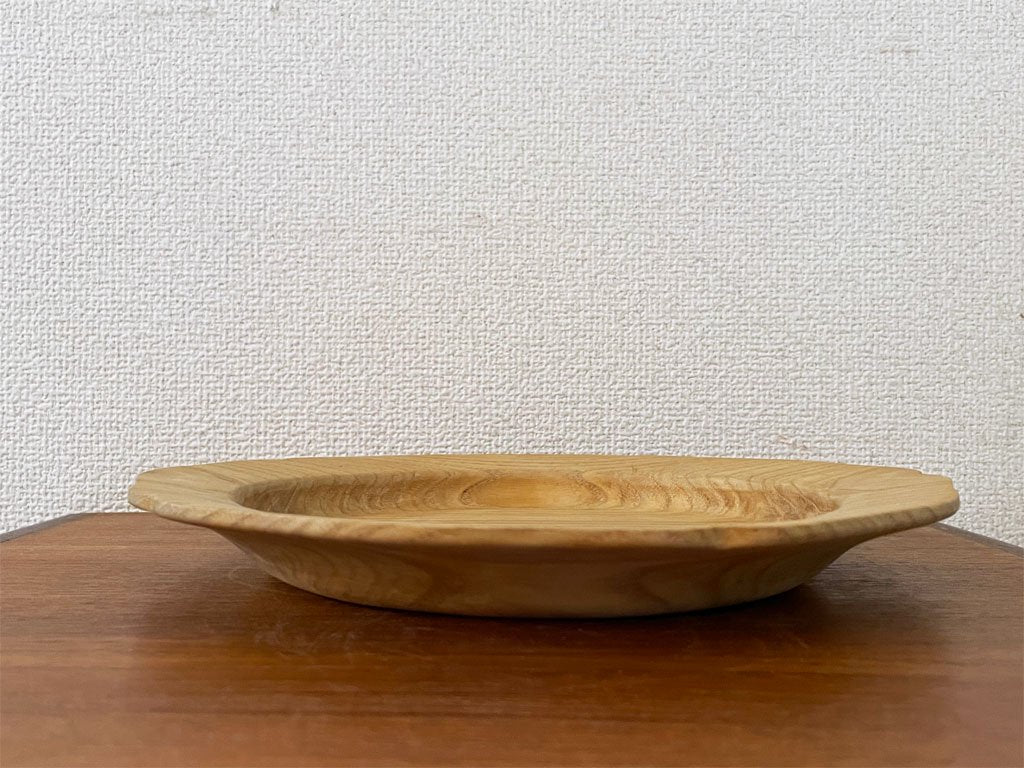 森田孝久 8寸輪花皿 24cm 栗 木皿 プレート 現代作家 ◎