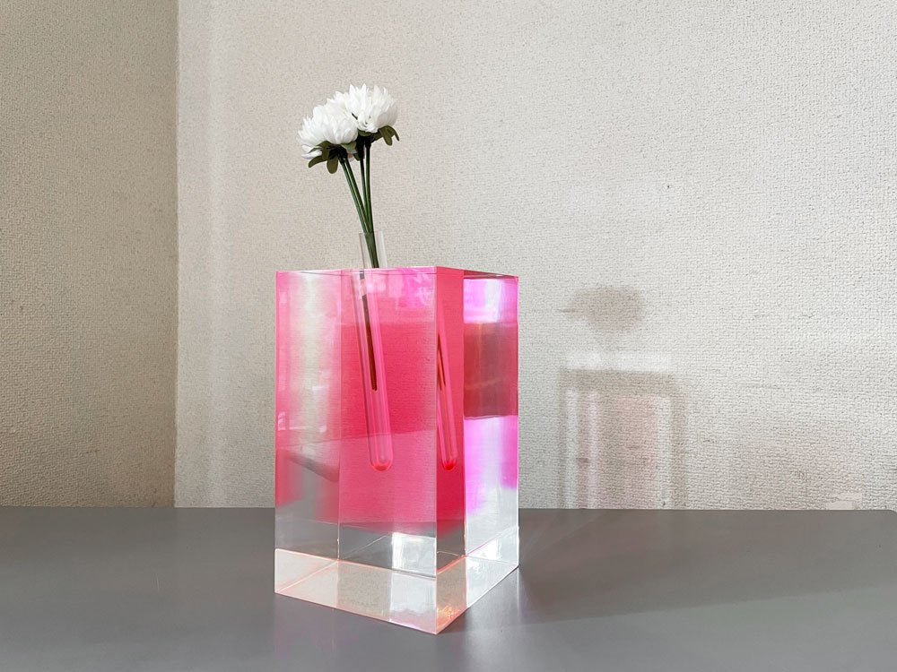 倉俣史朗 Shiro Kuramata フラワーベース Flower Vase #1303 シングル 一輪挿し アクリル ピンク ポストモダン ビンテージ 希少 ◎