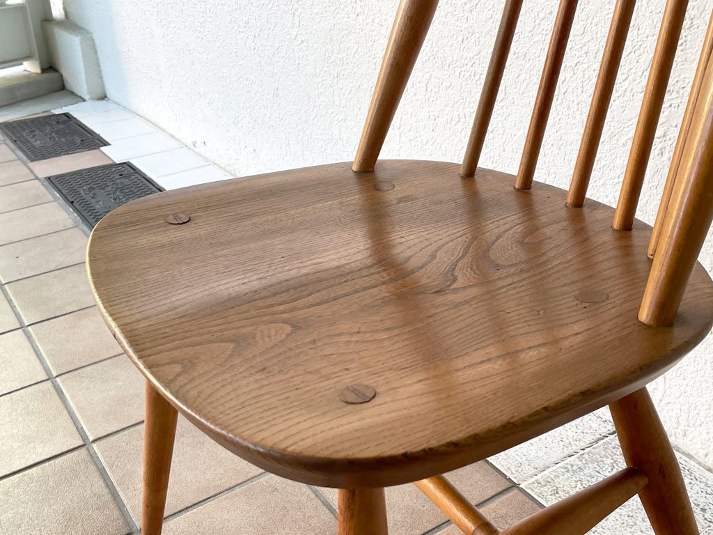 アーコール ERCOL ゴールドスミス ダイニングチェア ハイバック スティックバック エルム材 英国家具 UKビンテージ ◇