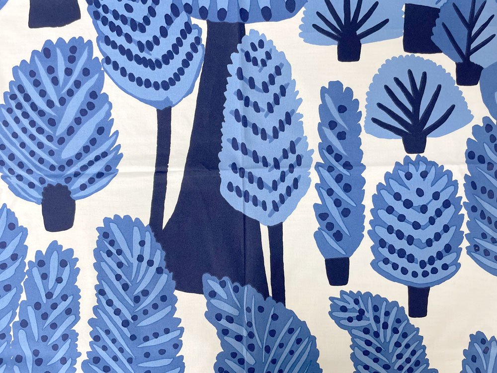 マリメッコ marimekko メトサンヴァキ Metsanvaki ブルー クリスティーナ・イソラ デザイン 144×204cm 生地 ファブリック 希少 フィンランド D ●