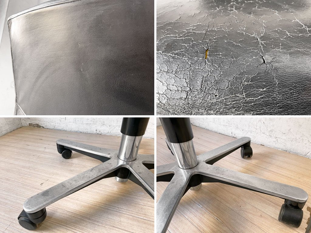 フリッツハンセン Fritz Hansen スピンチェア SPINCHAIR デスクチェア 本革 Burkhard Vogtherr 旧モデル ビンテージ 現状品 ★