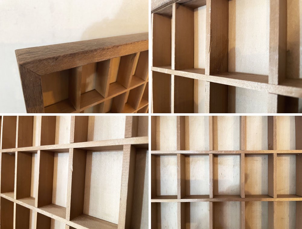 ビンテージスタイル Vintage Style ウォールシェルフ ディスプレイシェルフ マス目棚 47×62cm オーク材フレーム  壁掛け ◎