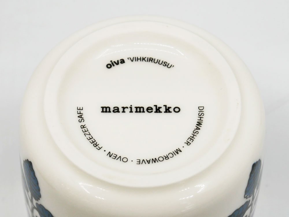 マリメッコ marimekko ヴィヒキルース VIHKIRUUSU ラテマグ ブルー 廃番カラー 木蓋付き マイヤ・イソラ Maija Isola 北欧食器 希少 ●