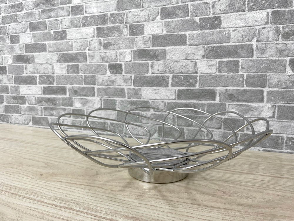 ジョージ・ジェンセン GEORG JENSEN ワイヤーフルーツバスケット Wire Fruit Basket ステンレススチール 直径36.5cm 北欧 デンマーク 希少 ●