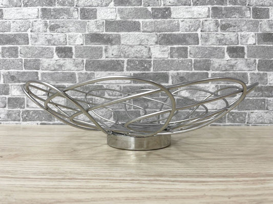 ジョージ・ジェンセン GEORG JENSEN ワイヤーフルーツバスケット Wire Fruit Basket ステンレススチール 直径36.5cm 北欧 デンマーク 希少 ●