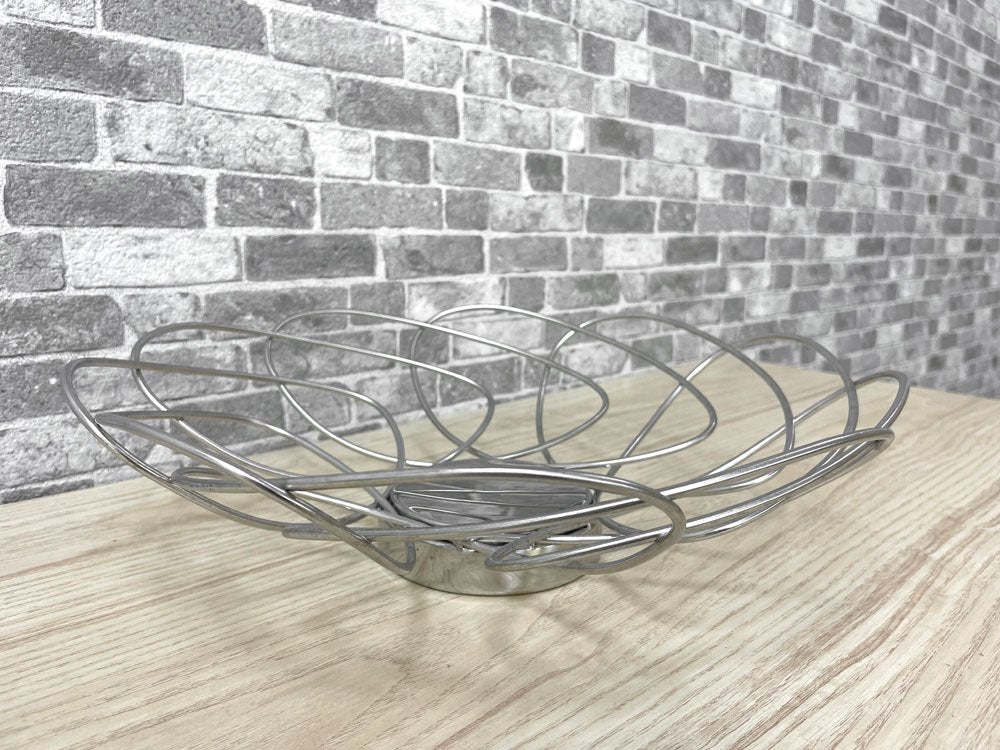 ジョージ・ジェンセン GEORG JENSEN ワイヤーフルーツバスケット Wire Fruit Basket ステンレススチール 直径36.5cm 北欧 デンマーク 希少 ●