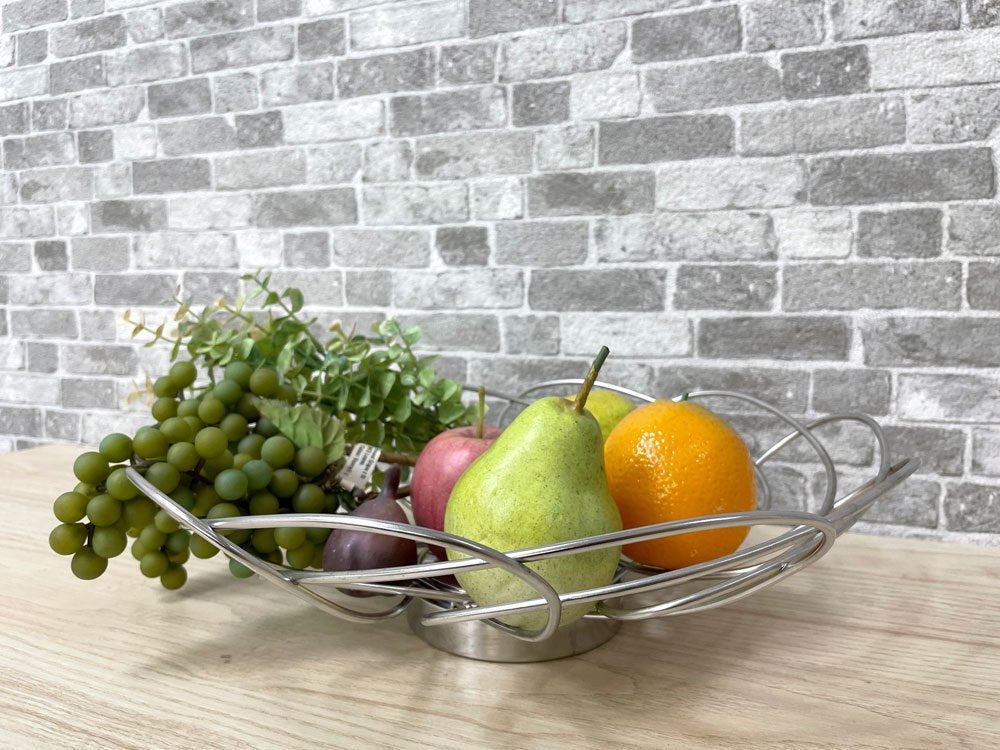 ジョージ・ジェンセン GEORG JENSEN ワイヤーフルーツバスケット Wire Fruit Basket ステンレススチール 直径36.5cm 北欧 デンマーク 希少 ●