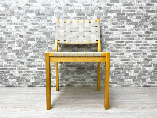 アルテック artek 611 スタッキングチェア ダイニングチェア アルヴァ・アアルト Alvar Aalto バーチ材 北欧 フィンランド グレー ウェービングテープ 新品張替済 ●