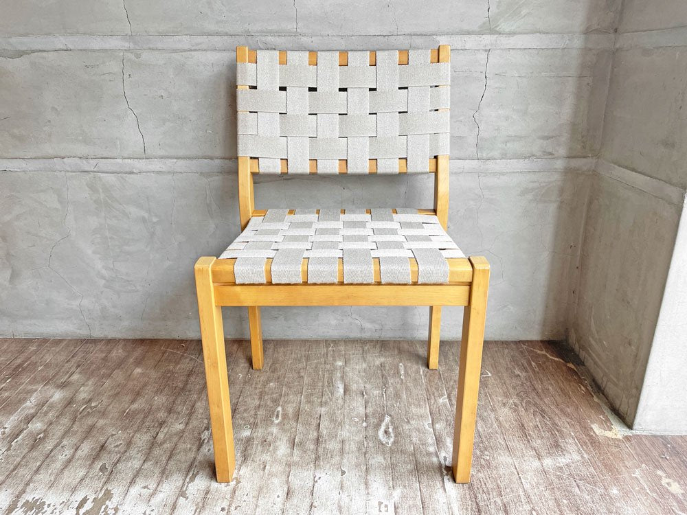 アルテック artek 611 スタッキングチェア ダイニングチェア アルヴァ・アアルト Alvar Aalto バーチ材 北欧 フィンランド グレー ウェービングテープ 新品張替済 ♪