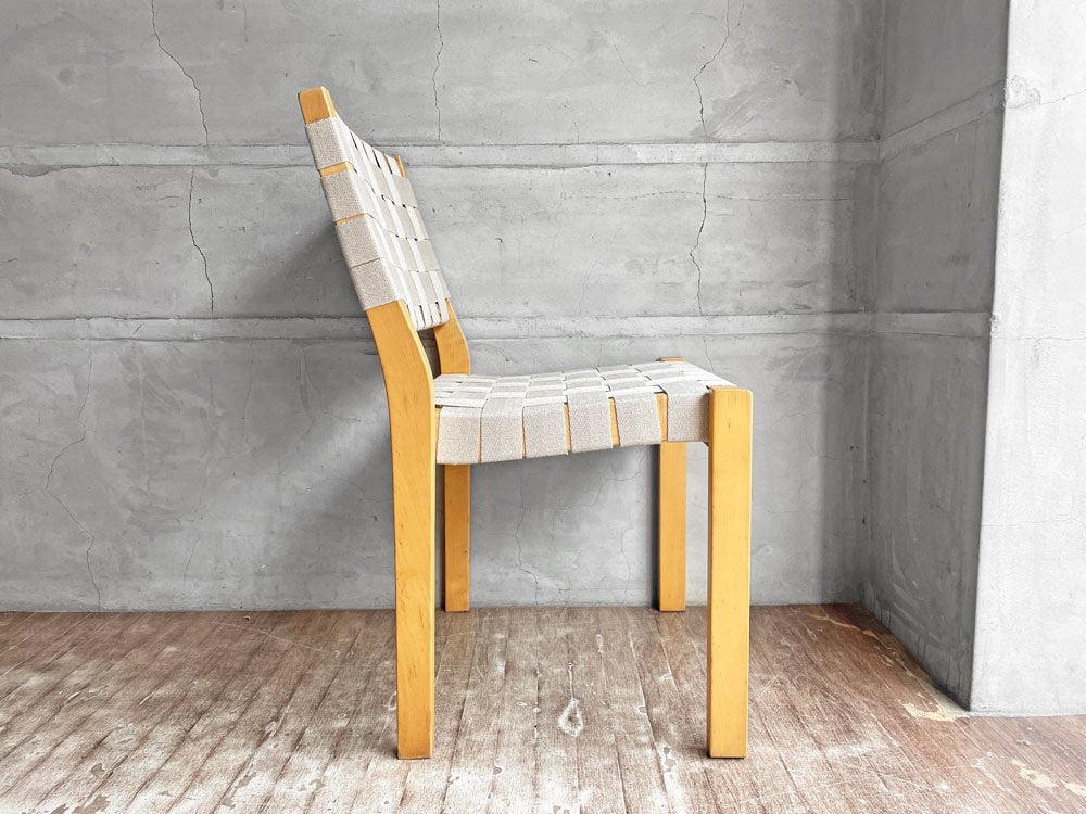 アルテック artek 611 スタッキングチェア ダイニングチェア アルヴァ・アアルト Alvar Aalto バーチ材 北欧 フィンランド グレー ウェービングテープ 新品張替済 ♪