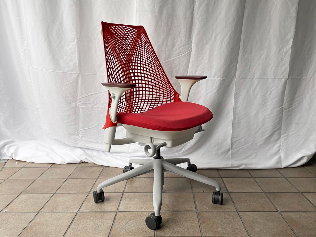 ハーマンミラー Herman Miller セイルチェア SAYL CHAIR ミドルバック オフィスチェア デスクチェア ホワイトフレーム レッド ◇