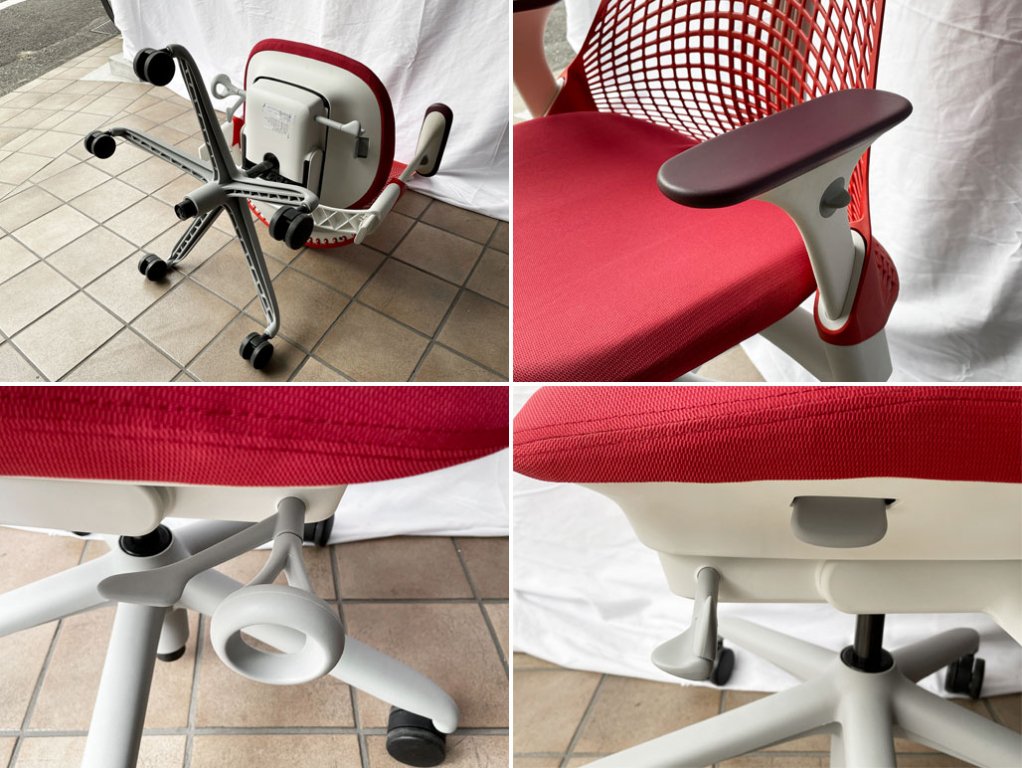 ハーマンミラー Herman Miller セイルチェア SAYL CHAIR ミドルバック オフィスチェア デスクチェア ホワイトフレーム レッド ◇