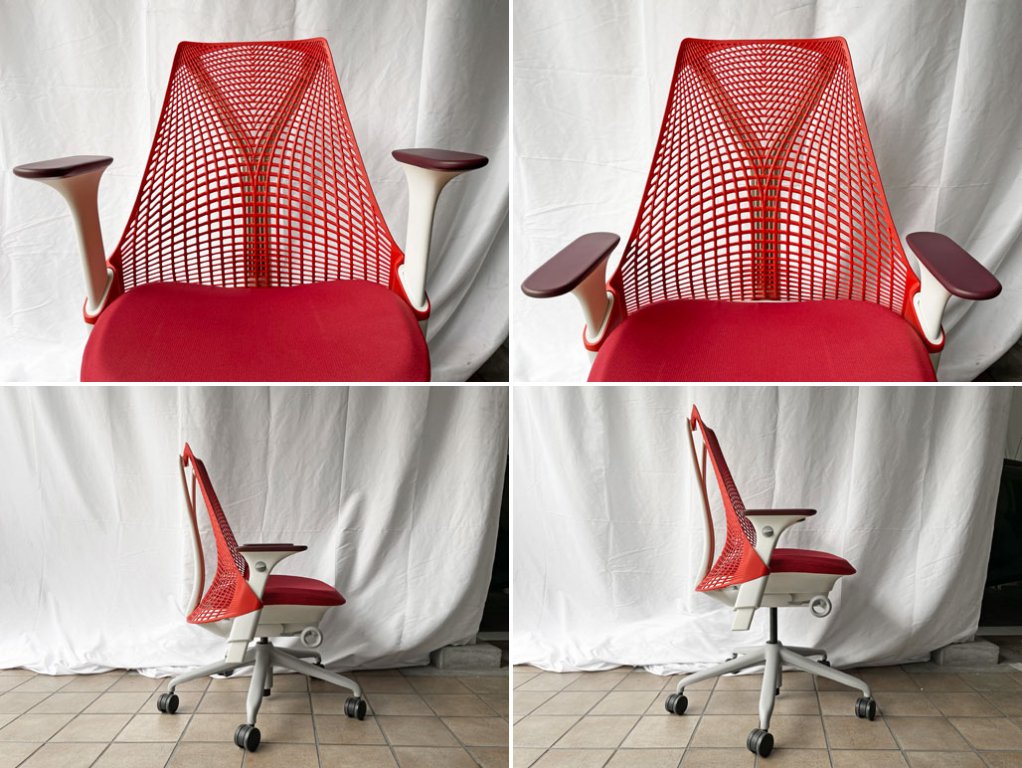 ハーマンミラー Herman Miller セイルチェア SAYL CHAIR ミドルバック オフィスチェア デスクチェア ホワイトフレーム レッド ◇