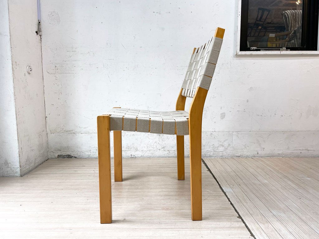 アルテック artek 611 スタッキングチェア ダイニングチェア アルヴァ・アアルト Alvar Aalto バーチ材 北欧 フィンランド グレー ウェービングテープ 新品張替済 ★