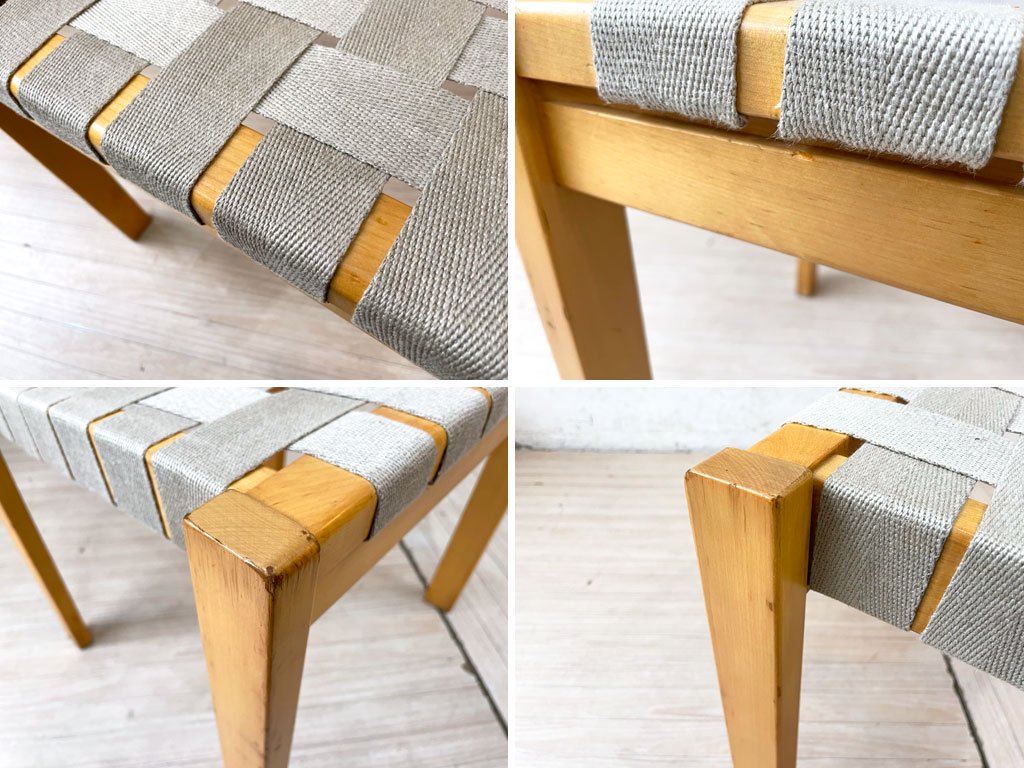 アルテック artek 611 スタッキングチェア ダイニングチェア アルヴァ・アアルト Alvar Aalto バーチ材 北欧 フィンランド グレー ウェービングテープ 新品張替済 ★