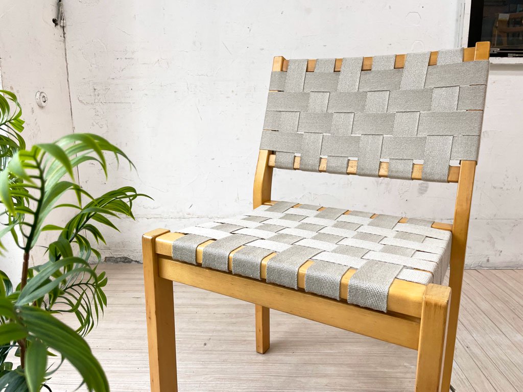 アルテック artek 611 スタッキングチェア ダイニングチェア アルヴァ・アアルト Alvar Aalto バーチ材 北欧 フィンランド グレー ウェービングテープ 新品張替済 ★