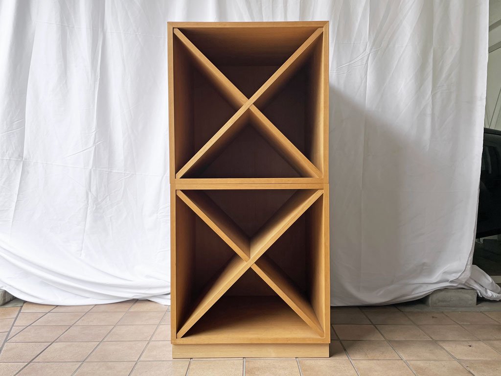 クラフト家具 ワインラック ボトルラック シェルフ タモ材 127cm 店舗什器 オーダーメイド ◇