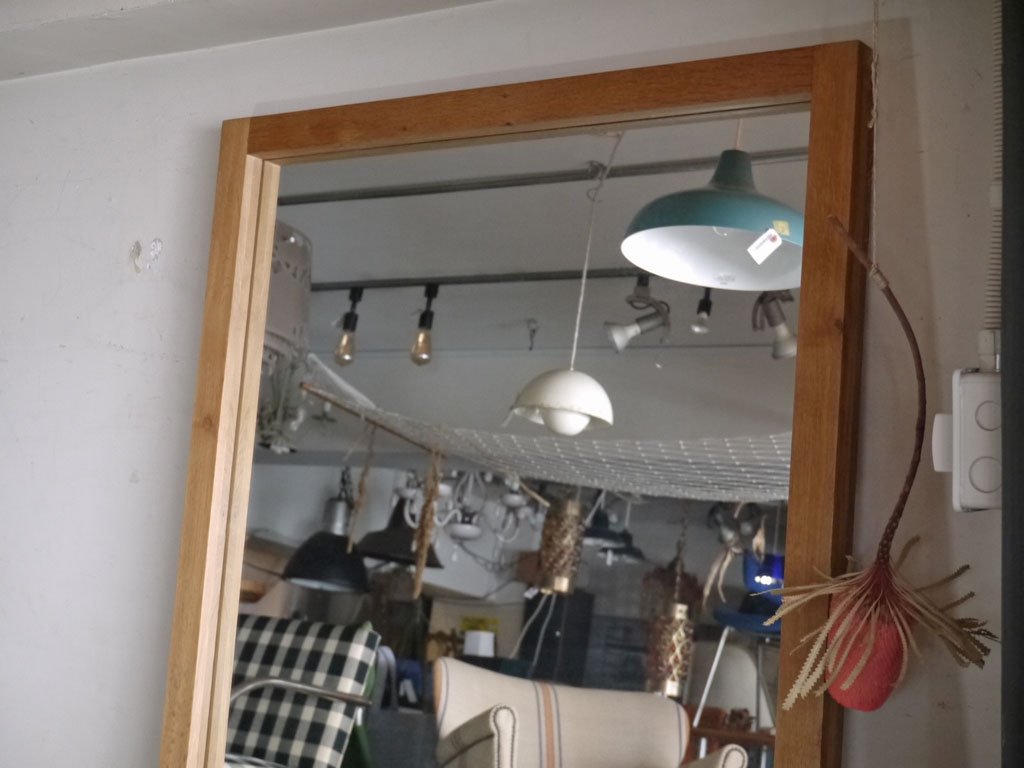 ナチュラルデザイン Natural Design オーク無垢材 ウォールミラー W90cm H200cm 特大サイズ 店舗什器 ■