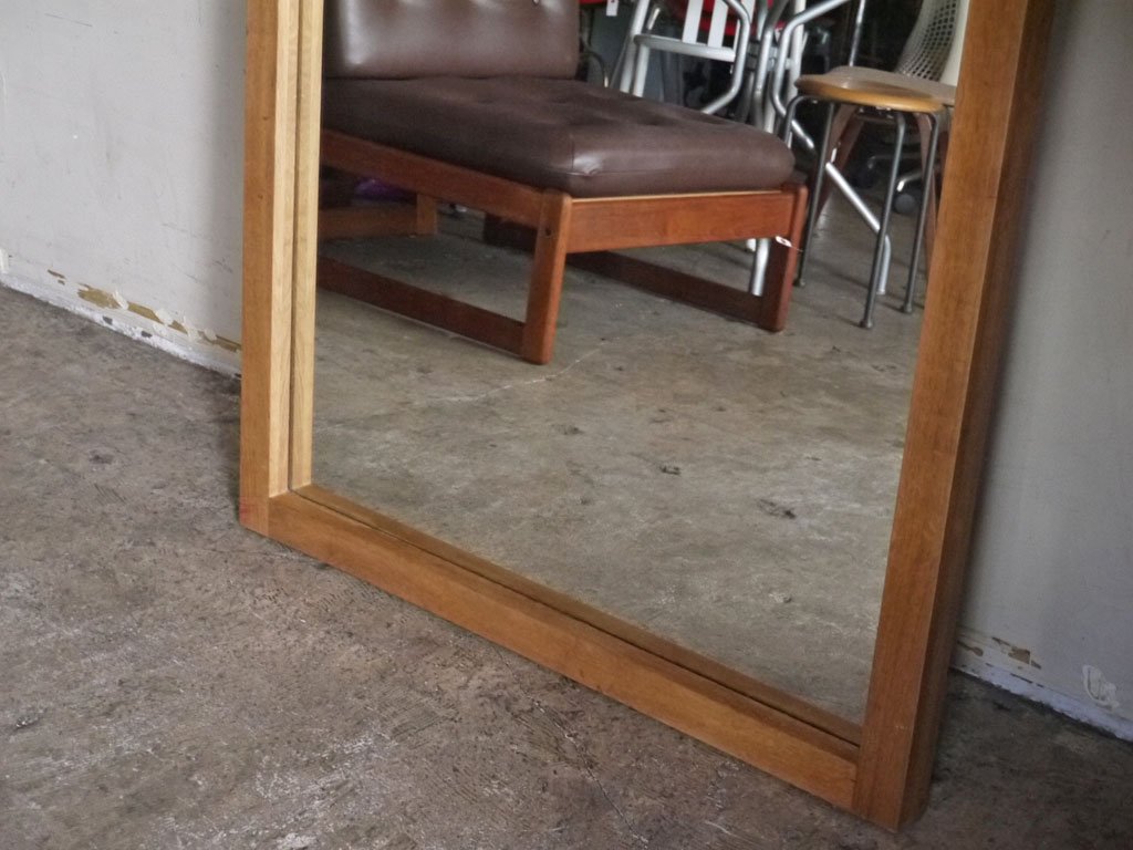 ナチュラルデザイン Natural Design オーク無垢材 ウォールミラー W90cm H200cm 特大サイズ 店舗什器 ■