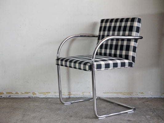 ノル Knoll ミースファンデルローエコレクション Mies van der Rohe Collection ブルーノ アームチェア チューブラー Brno Arm Chair ギンガムチェック ■