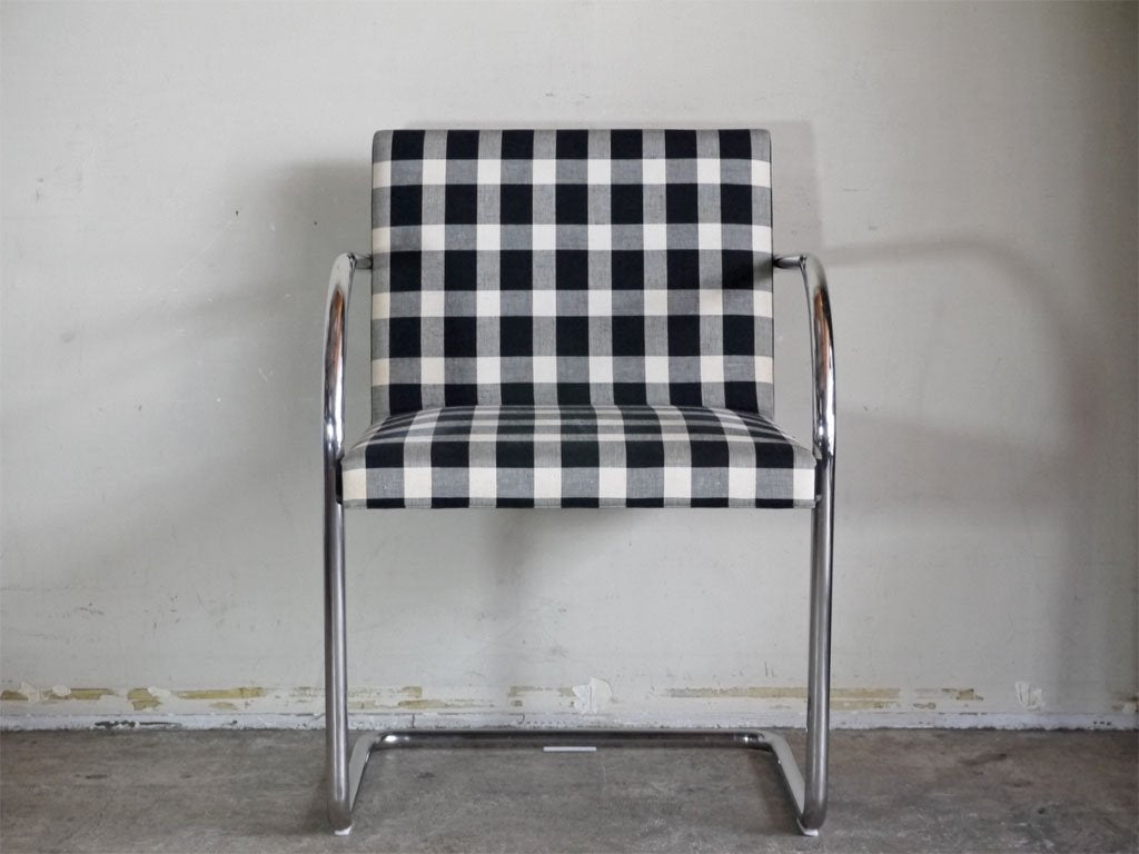 ノル Knoll ミースファンデルローエコレクション Mies van der Rohe Collection ブルーノ アームチェア チューブラー Brno Arm Chair ギンガムチェック ■