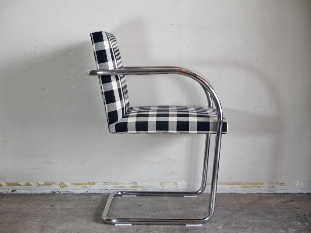 ノル Knoll ミースファンデルローエコレクション Mies van der Rohe Collection ブルーノ アームチェア チューブラー Brno Arm Chair ギンガムチェック ■