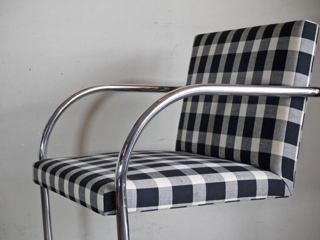 ノル Knoll ミースファンデルローエコレクション Mies van der Rohe Collection ブルーノ アームチェア チューブラー Brno Arm Chair ギンガムチェック ■