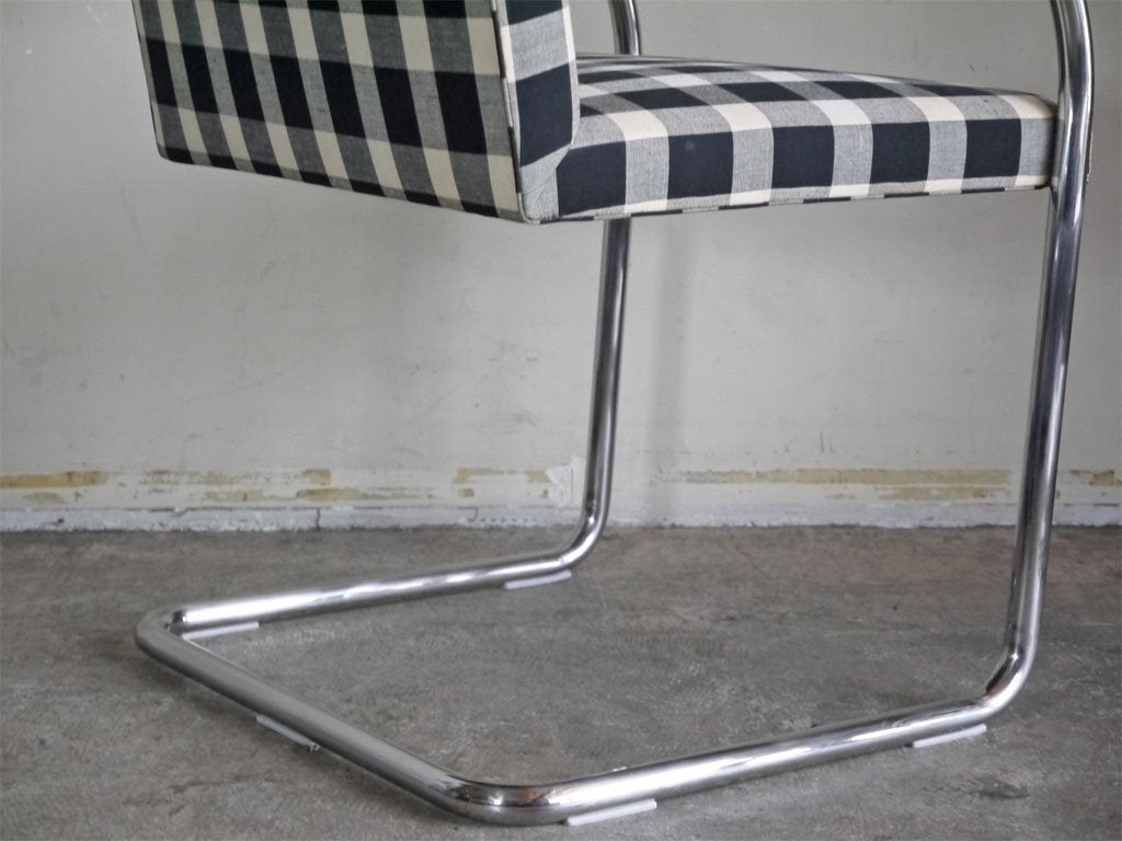 ノル Knoll ミースファンデルローエコレクション Mies van der Rohe Collection ブルーノ アームチェア チューブラー Brno Arm Chair ギンガムチェック ■