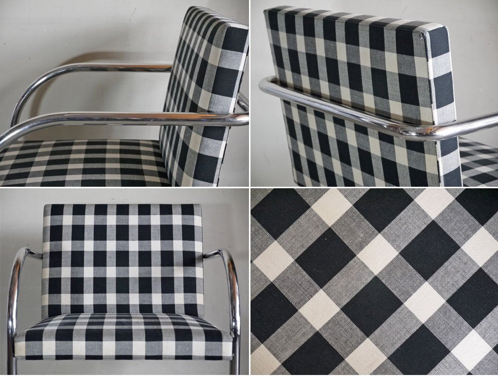 ノル Knoll ミースファンデルローエコレクション Mies van der Rohe Collection ブルーノ アームチェア チューブラー Brno Arm Chair ギンガムチェック ■