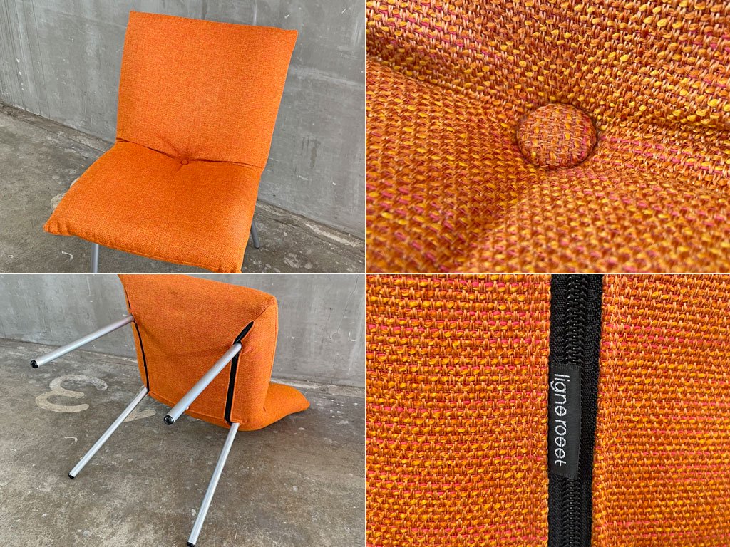 リーンロゼ ligneroset　ロゼカラン ダイニングチェア ROSET Calin steel leg カラン CALIN チェア オレンジファブリック B 〓