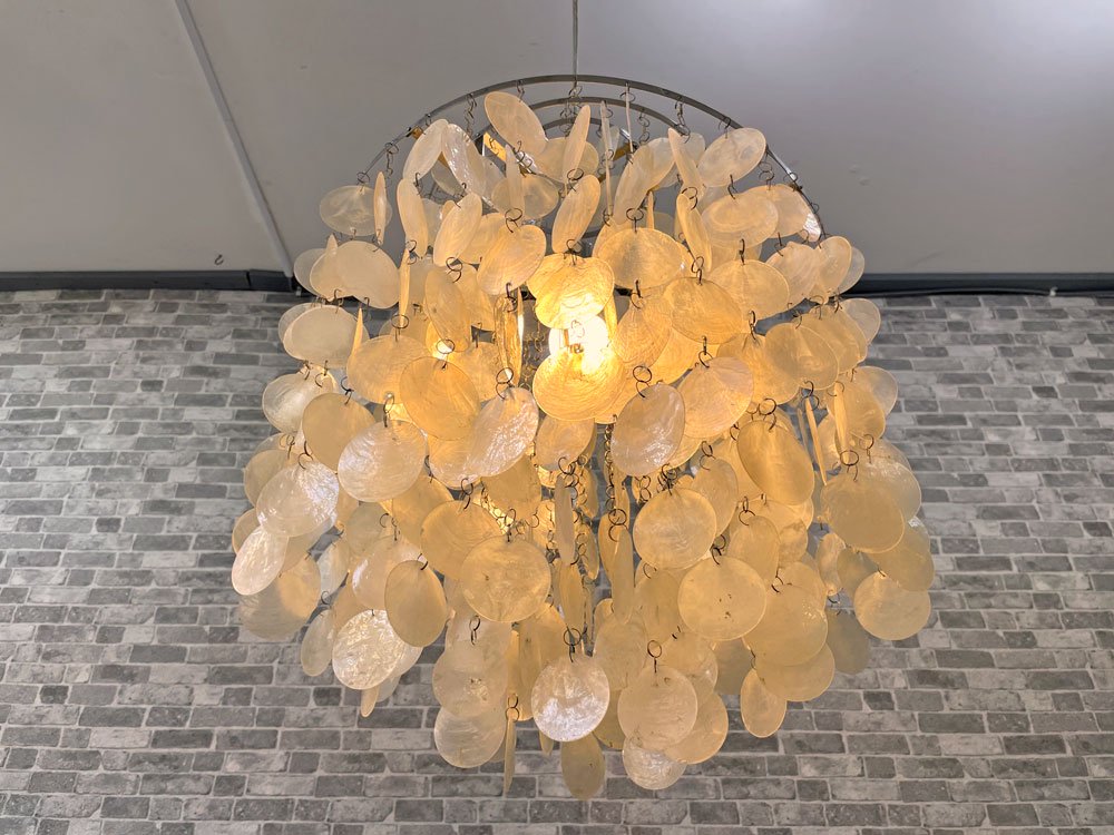 ヴァーナー・パントンスタイル ファンシェルランプ Fan Shell Lamp ペンダントライト 貝殻 スチール スペースエイジ ●