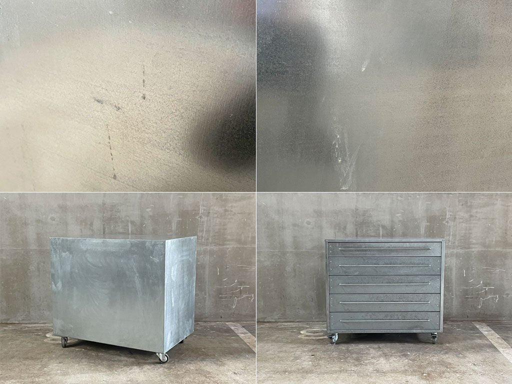 インダストリアル ガルバナイズド 5dr チェスト galvanized 5dr Chest ブリキ チェスト TIN Chest キャスター付 コンランショップ取扱 〓