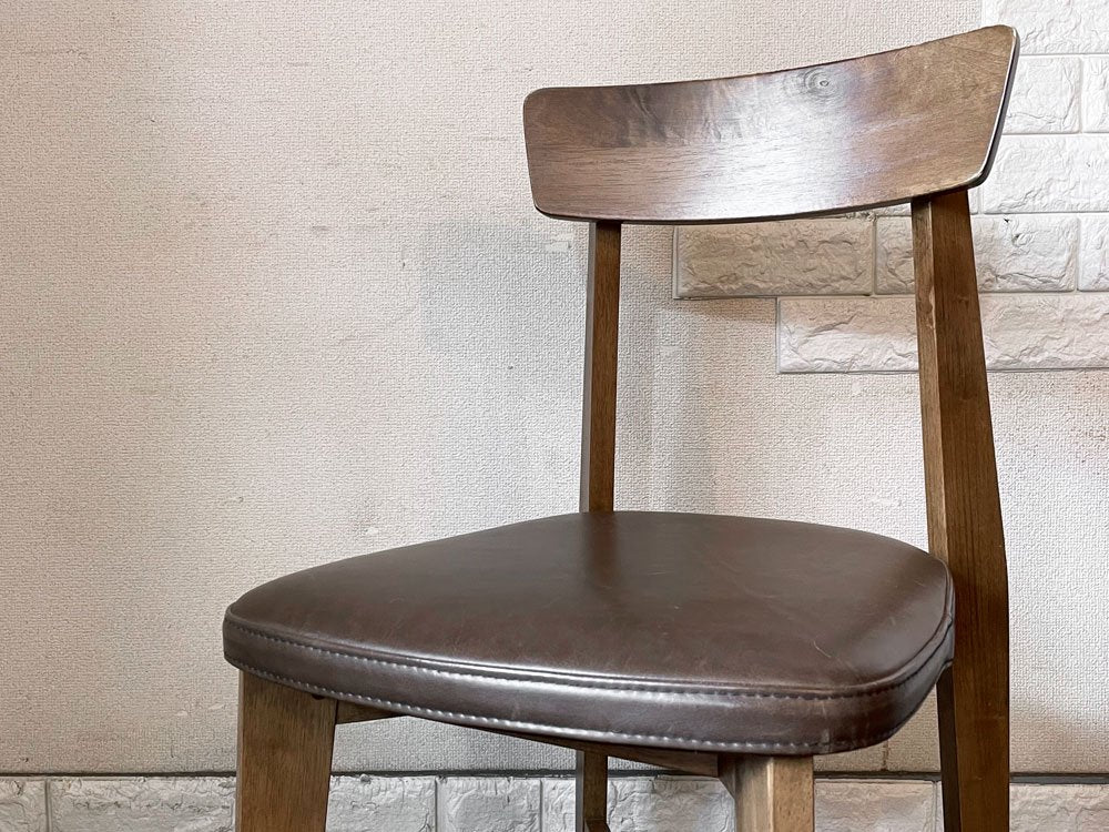 ジャーナルスタンダードファニチャー j.s.F シノン CHINON CHAIR Leather ダイニングチェア ラバーウッド材 レザー ライトブラウン 定価￥29,700- 廃番仕様 A ◎