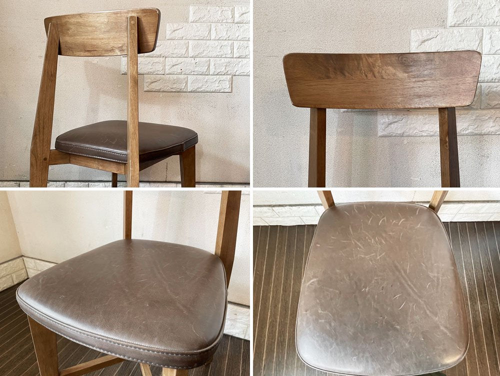 ジャーナルスタンダードファニチャー j.s.F シノン CHINON CHAIR Leather ダイニングチェア ラバーウッド材 レザー ライトブラウン 定価￥29,700- 廃番仕様 A ◎