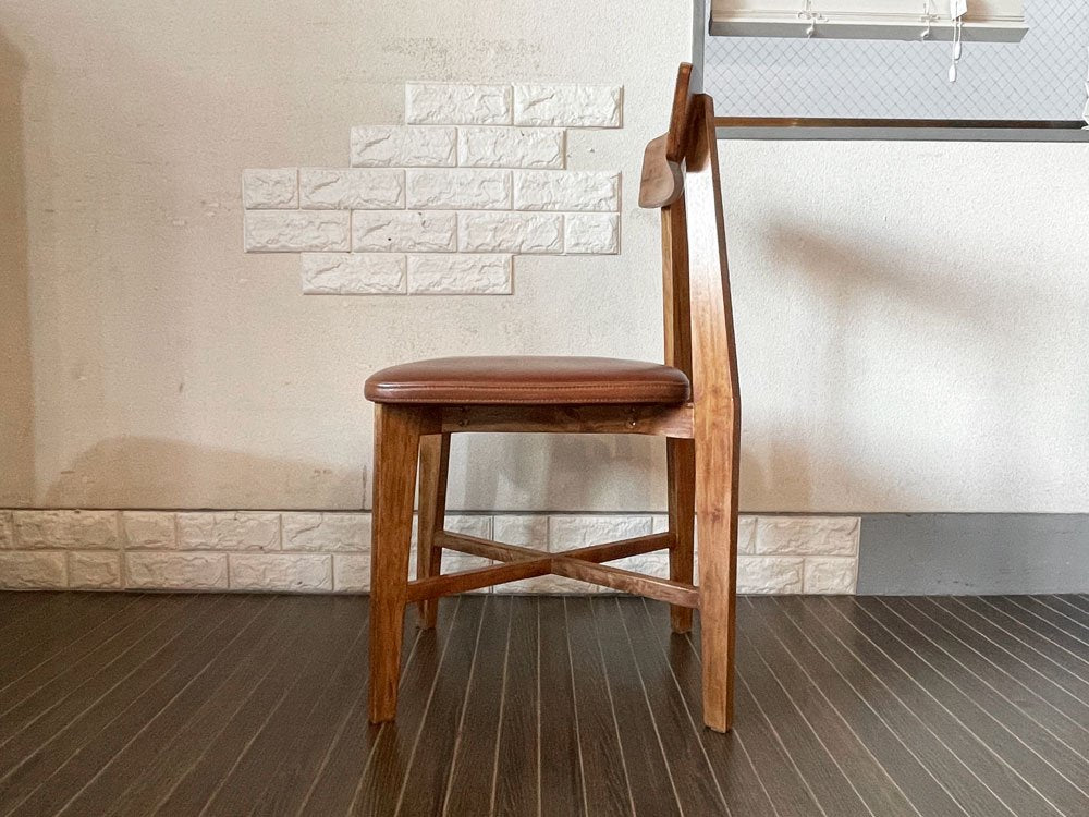 ジャーナルスタンダードファニチャー j.s.F シノン CHINON CHAIR Leather ダイニングチェア ラバーウッド材 レザー ブラウン 定価￥29,700- 廃番仕様  B ◎