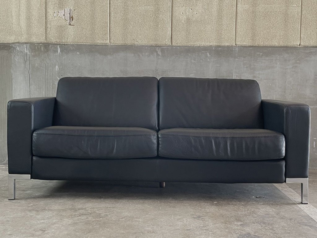 イタリア製 コンテンポ COMTENPO レザー 3シーターソファ Leather Sofa 革張り イタリアンモダンデザイン ブラック 〓