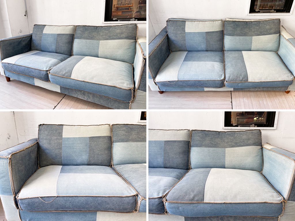 ビメイクス BIMAKES カリフォルニア50's ソファ 3人掛け 3P パッチワークデニム CALIFORNIA50's SOFA Patchwork-DENIM  定価 ￥148,500- ★