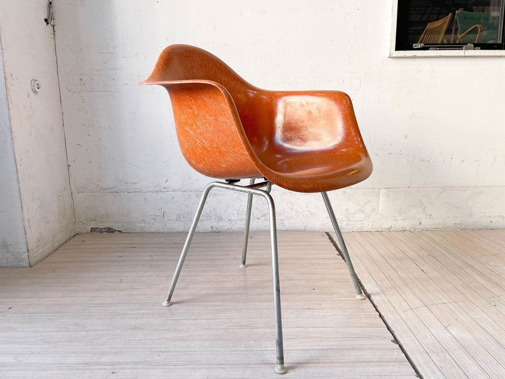 ハーマンミラー Herman Miller 2nd ビンテージ アームシェルチェア FRP オレンジ ジンクカラーHベース C&R イームズ ★