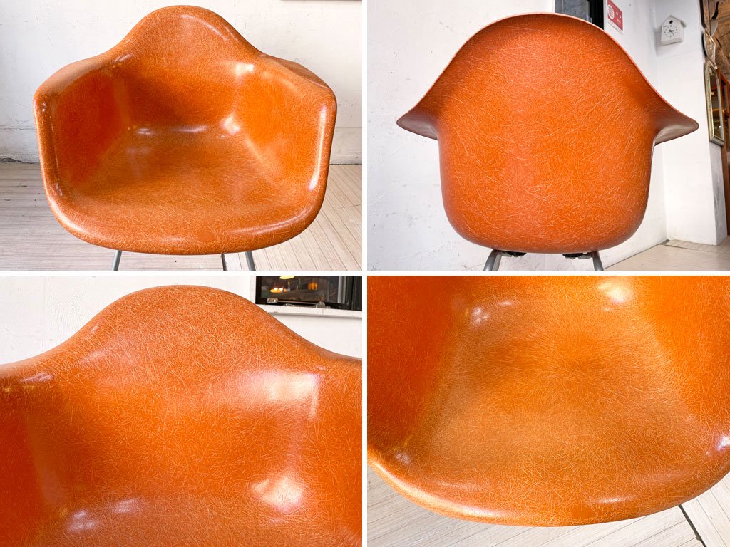 ハーマンミラー Herman Miller 2nd ビンテージ アームシェルチェア FRP オレンジ ジンクカラーHベース C&R イームズ ★