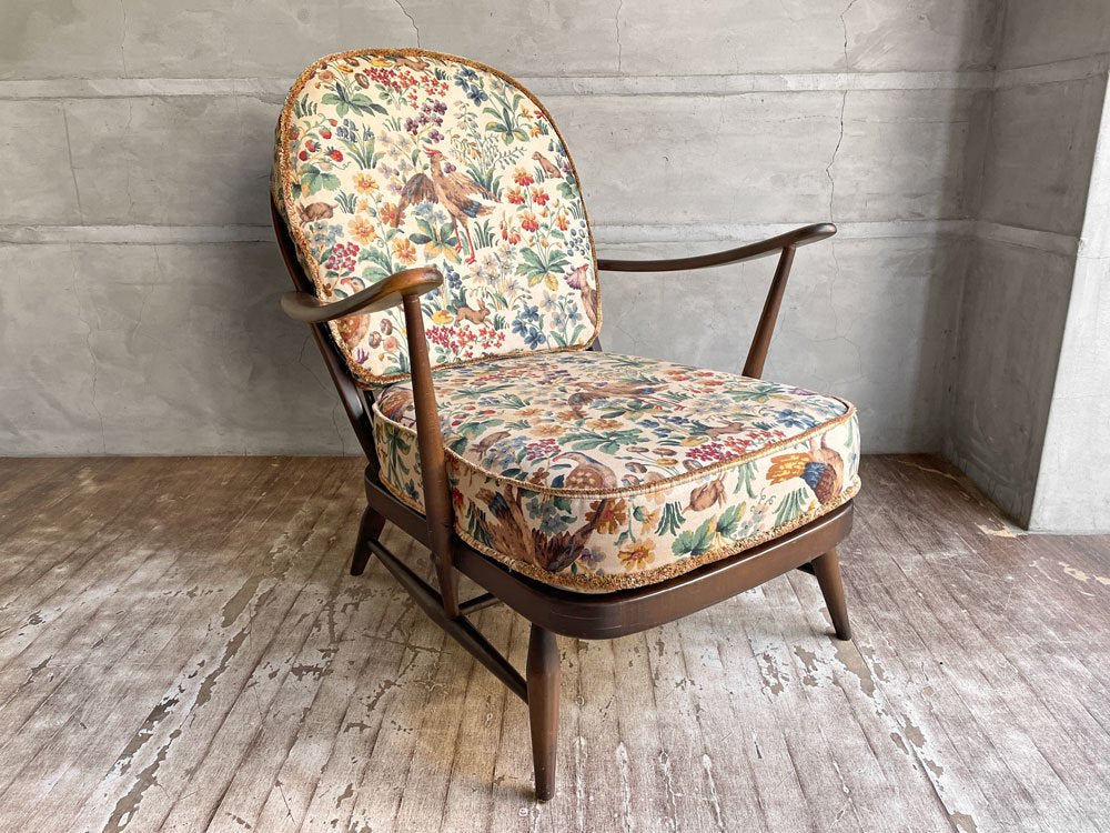 アーコール Ercol ウインザーシリーズ オールドコロニアル Old Colonial シスルバック 1p ソファ 60年代 エルム×ビーチ ラウンジチェア UKビンテージ♪