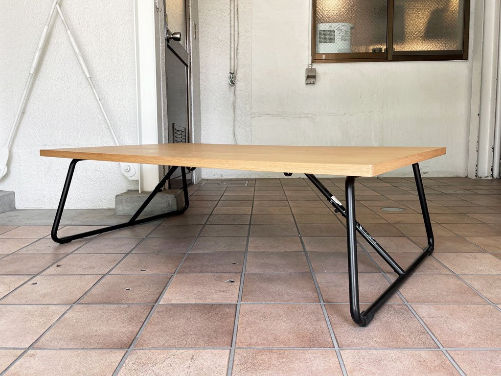 無印良品 MUJI 折りたたみローテーブル スチール脚 センターテーブル オーク材 W120cm ナチュラル シンプル ◇