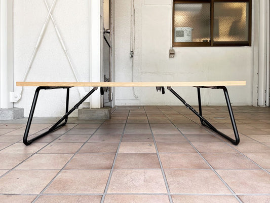 無印良品 MUJI 折りたたみローテーブル スチール脚 センターテーブル オーク材 W120cm ナチュラル シンプル ◇