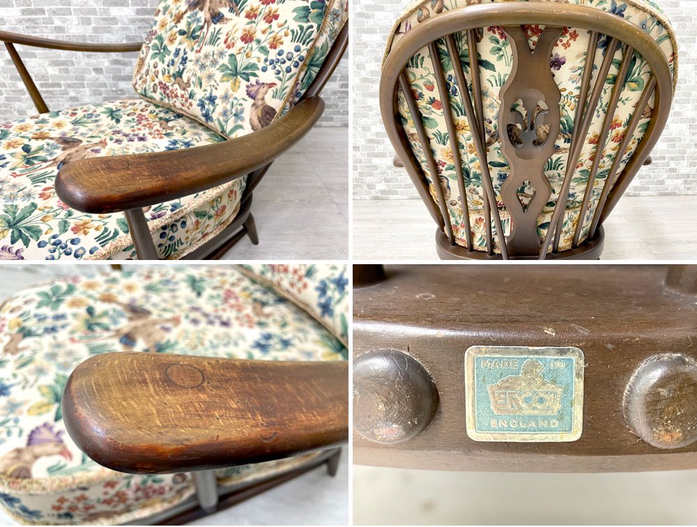 アーコール Ercol オールドコロニアル Old Colonial シスルバック 1p ソファ 60年代 エルム×ビーチ ラウンジチェア UKビンテージ 英国家具 ●