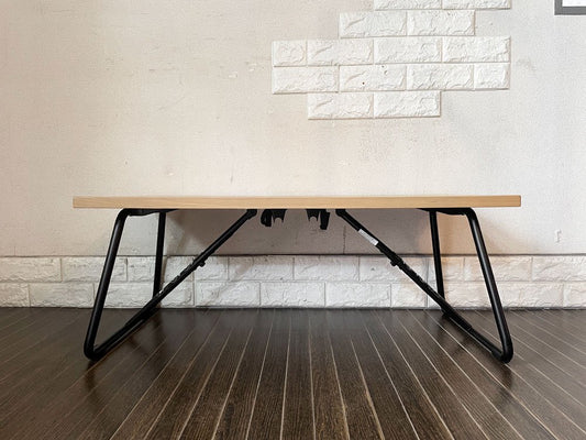 無印良品 MUJI 折りたたみローテーブル オーク材 × スチール脚 W90cm フォールディング ナチュラル シンプルデザイン 定価￥15,900- ◎