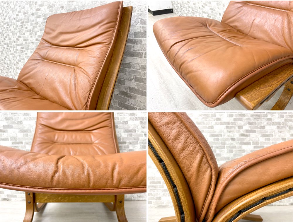 エコーネス EKORNES シエスタ SIESTA ラウンジチェア ローバック イージーチェア 本革 プライウッド イングマール・レリング 名作 北欧家具 ノルウェー B ●