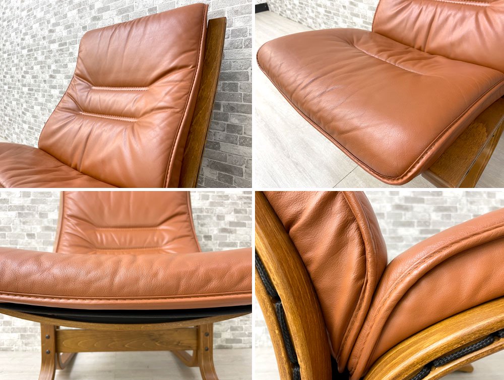 エコーネス EKORNES シエスタ SIESTA ラウンジチェア ローバック イージーチェア 本革 プライウッド イングマール・レリング 名作 北欧家具 ノルウェー A ●