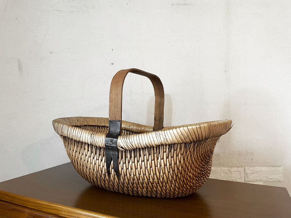 スウェーデンビンテージ Swedish Vintage ジュニパーバスケット Juniper basket ピクニックバスケット 籠 ワンハンドル W56cm 北欧雑貨 ◎