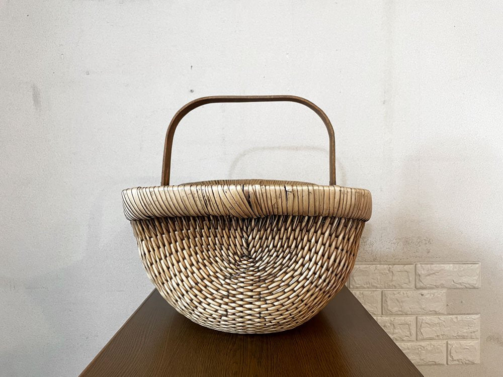 スウェーデンビンテージ Swedish Vintage ジュニパーバスケット Juniper basket ピクニックバスケット 籠 ワンハンドル W56cm 北欧雑貨 ◎