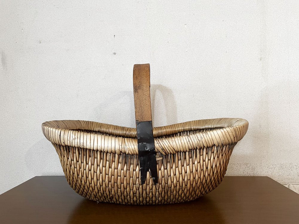 スウェーデンビンテージ Swedish Vintage ジュニパーバスケット Juniper basket ピクニックバスケット 籠 ワンハンドル W56cm 北欧雑貨 ◎